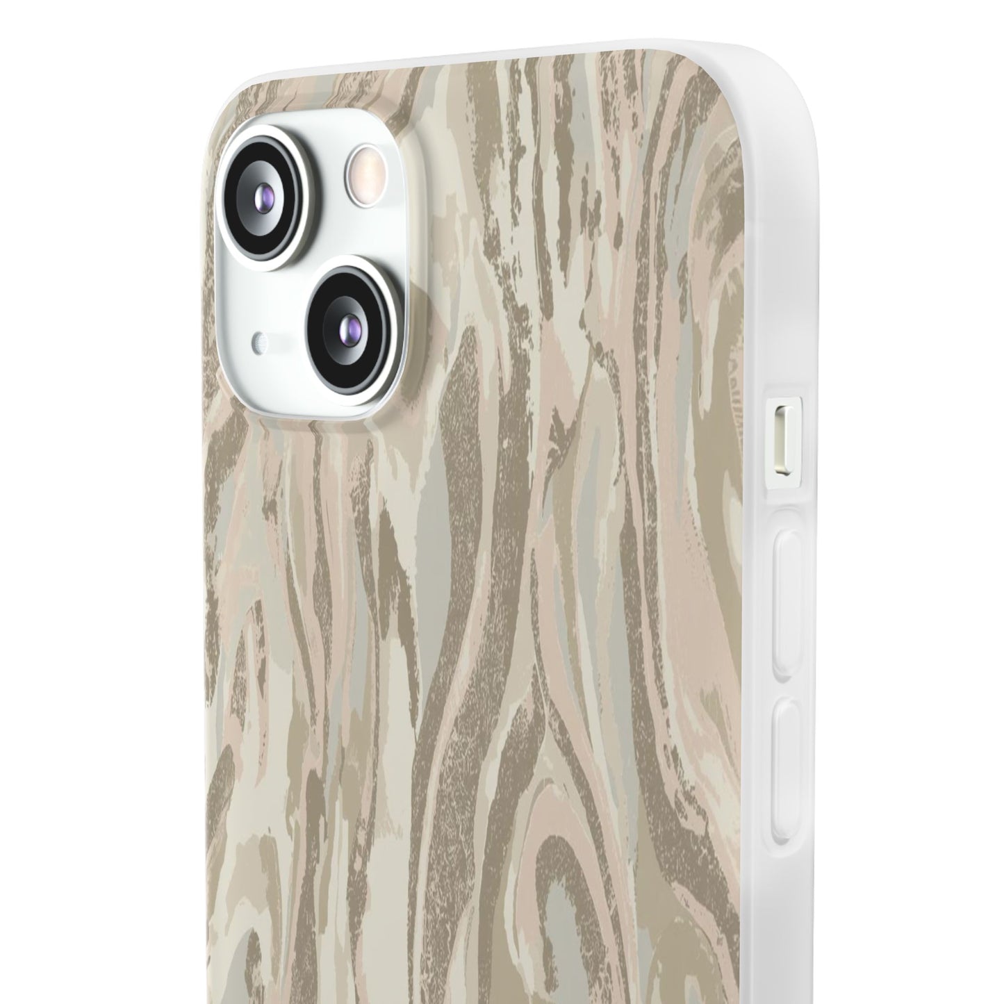 Neutral Marble Swirl Flexi Phone Case — Beige Abstract Protective Cover