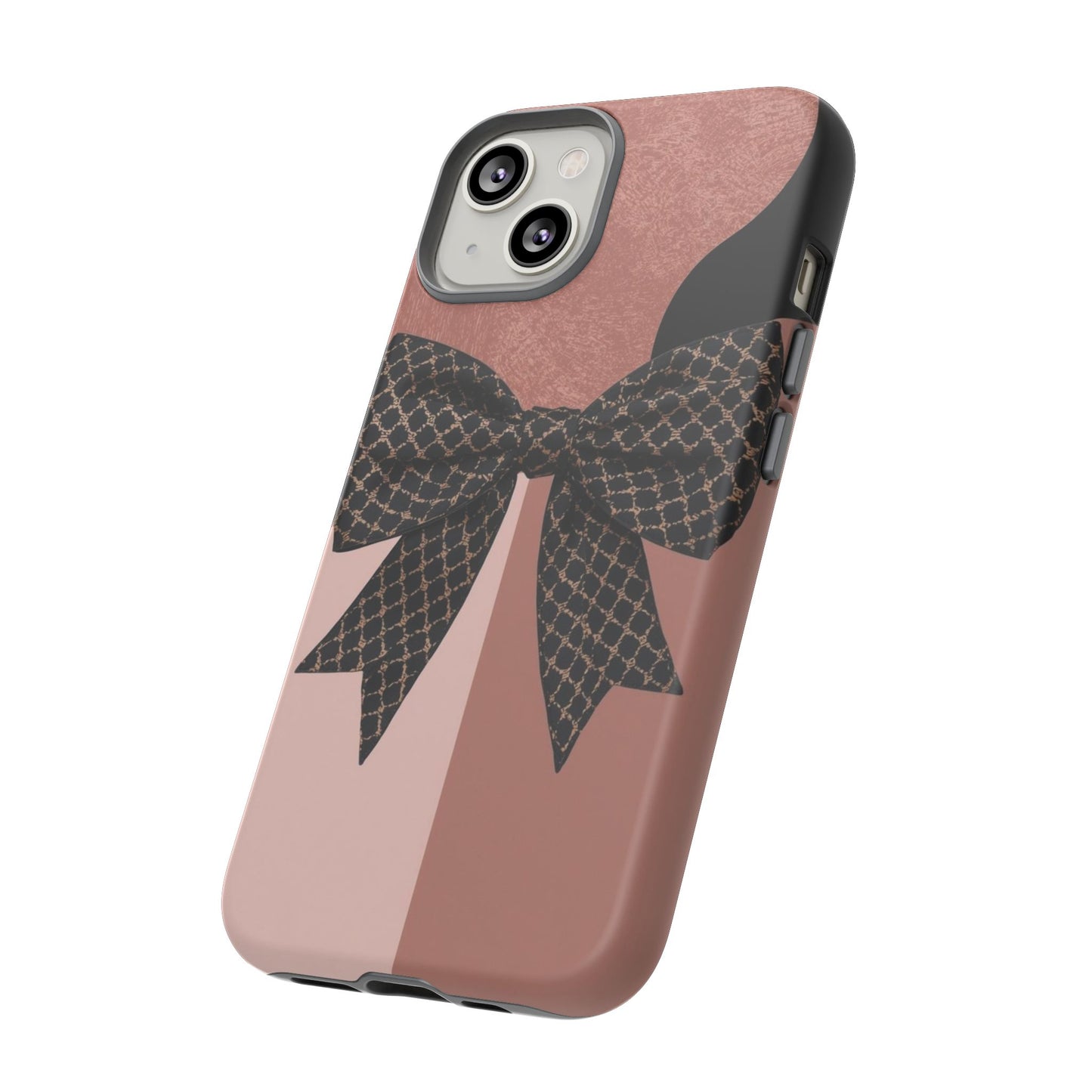 Bow Stripe Tough Phone Case – Pink Mauve Protective Cover