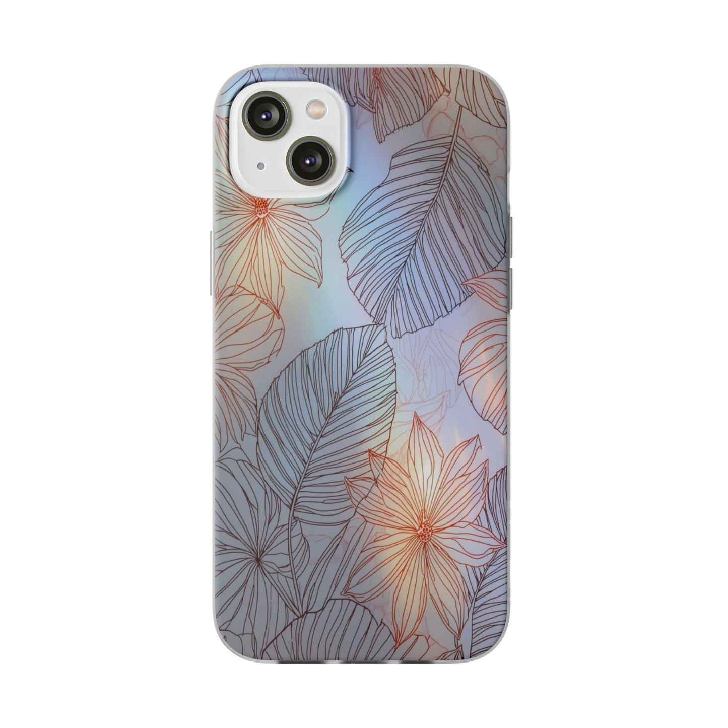 Floral Holographic Phone Case — Iridescent Leaves & Flowers Flexi Case