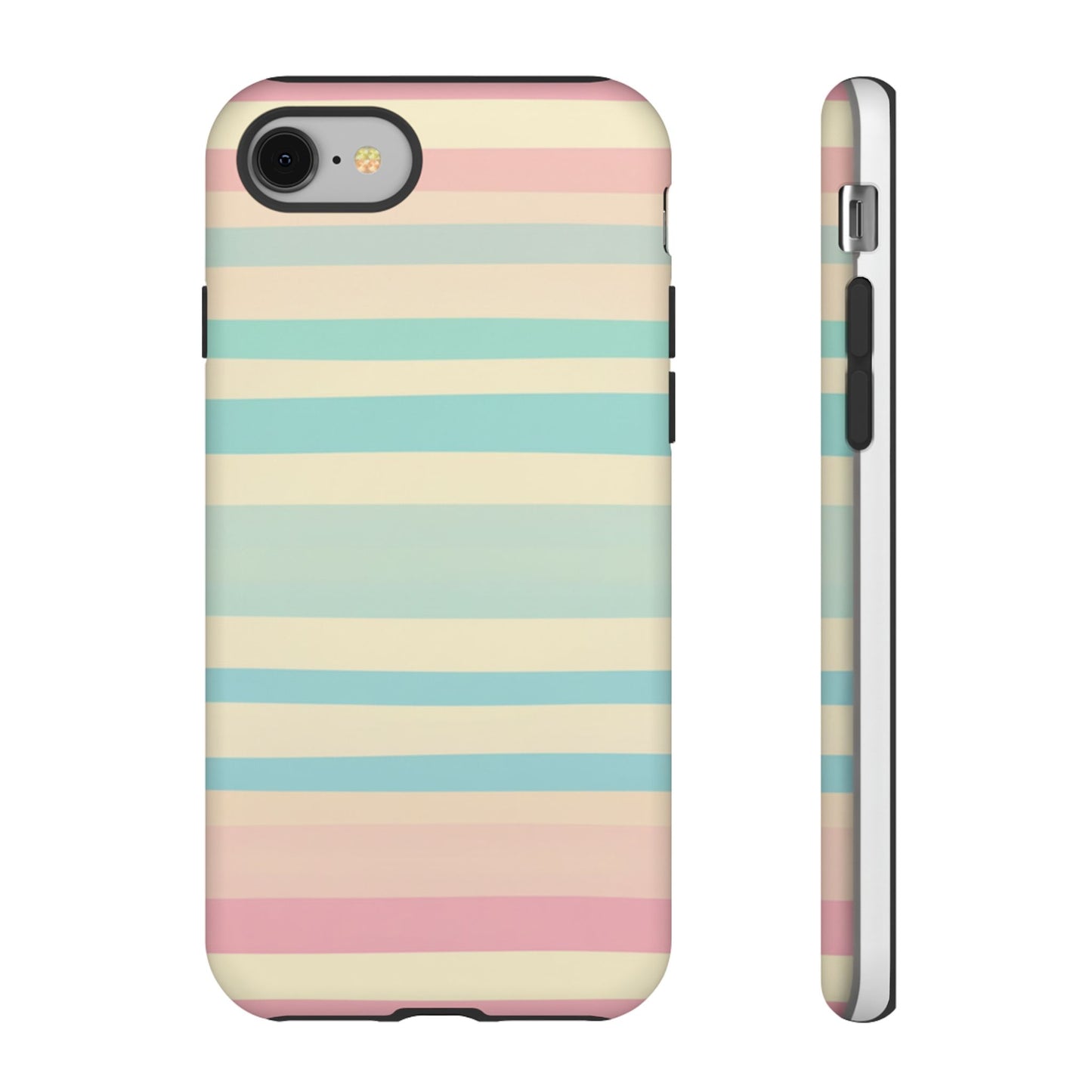 Pastel Striped Tough Phone Case – Protective Retro Rainbow Design