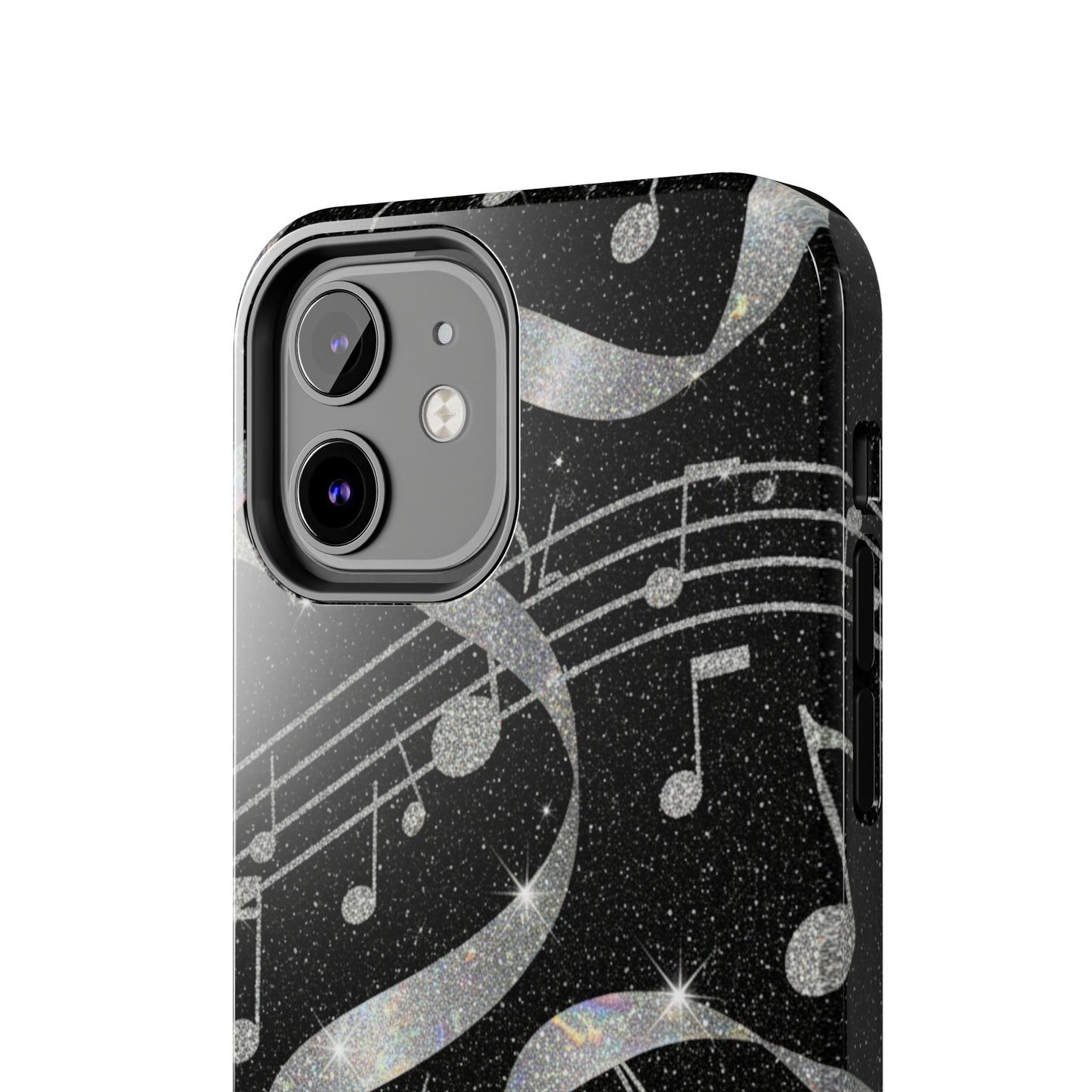 Musical Notes Tough Phone Case – Glitter Black Musician Phone Cover