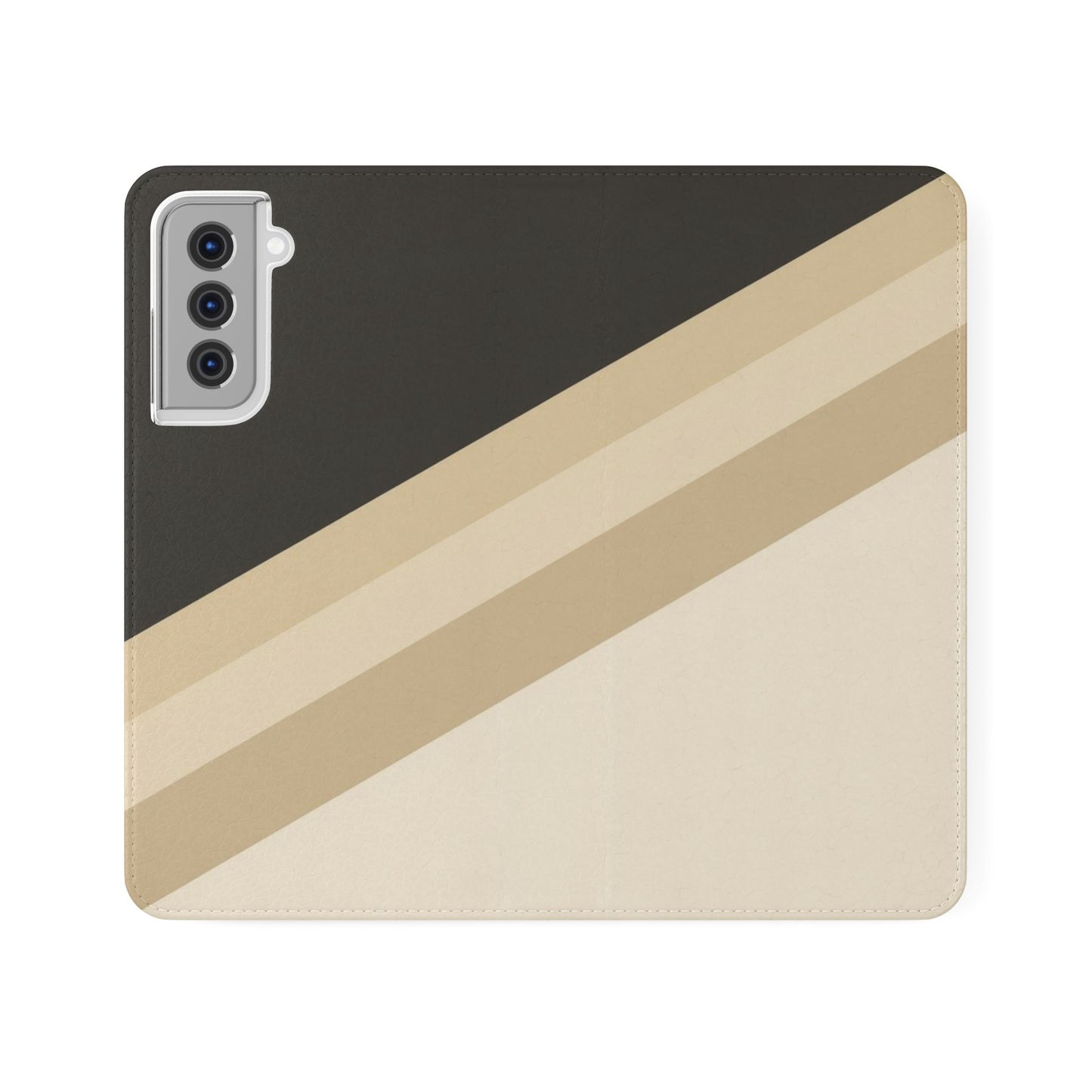 Retro Neutral Stripe Flip Phone Case — Wallet Folio with Card Slots