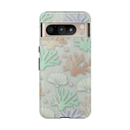Pastel Coral Reef Tough Phone Case – Sea Shell & Coral Pattern Durable Protector