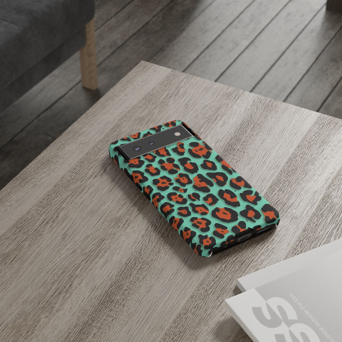 Teal & Rust Leopard Phone Case — Tough Protective Animal Print