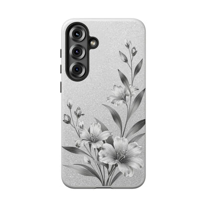 Floral Monochrome Phone Case — Elegant Black & White Lily Design
