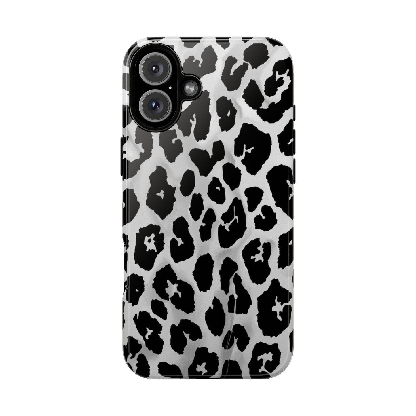 Leopard Print Tough Phone Case – Black & White Animal Pattern Protective Cover