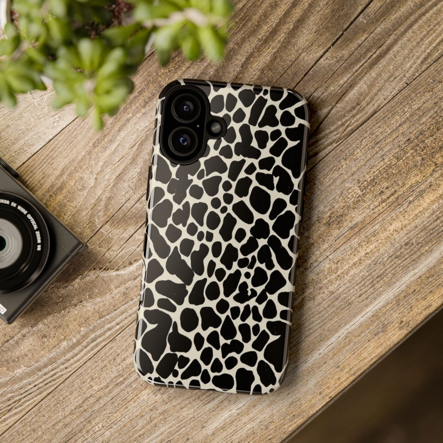 Black and White Cowhide Phone Case — Protective Tough Case