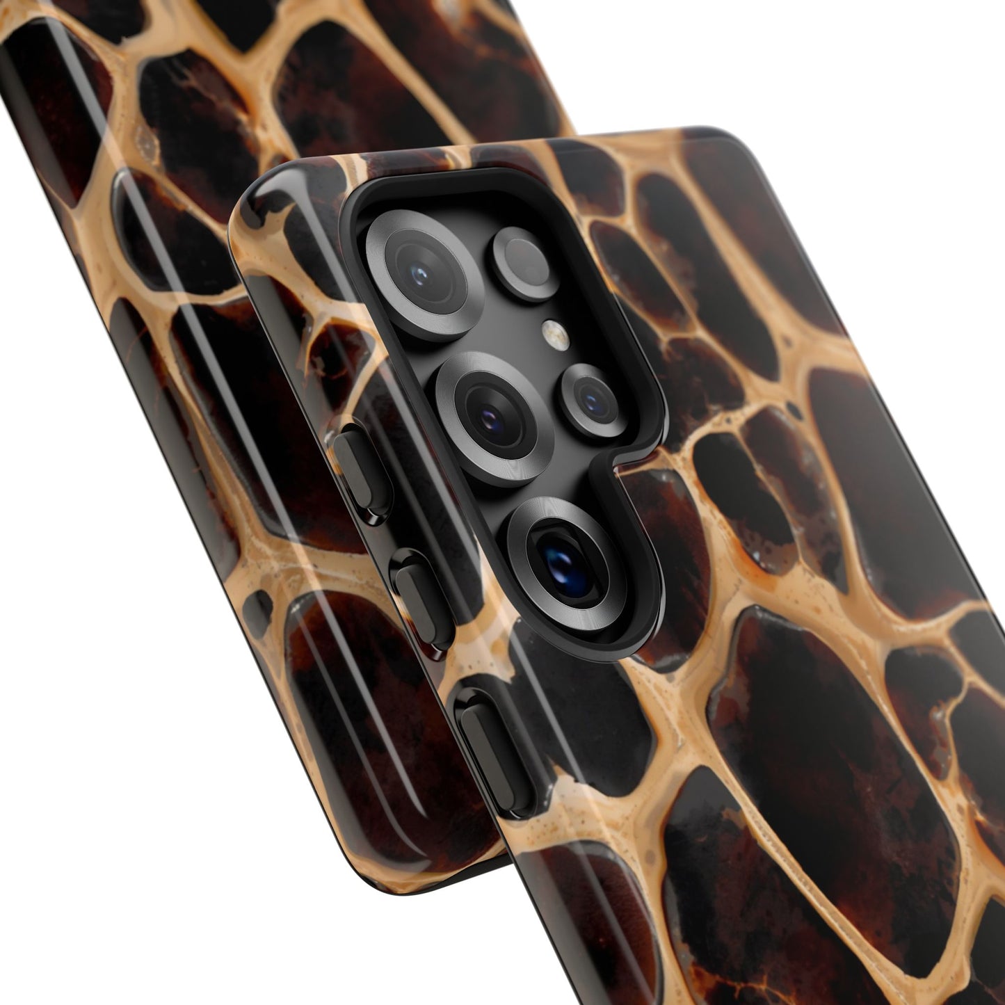 Phone Case — Brown Leather Dot Texture Rugged Protective Cover