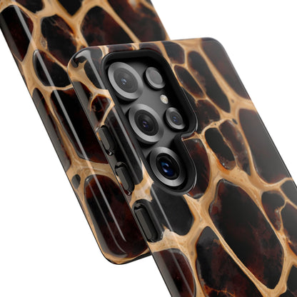 Phone Case — Brown Leather Dot Texture Rugged Protective Cover