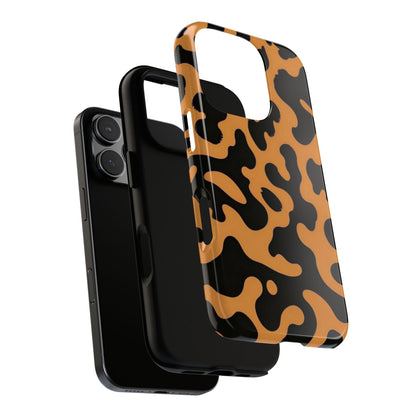 Leopard Print Phone Case — Orange & Black Tough Pattern Protective Cover