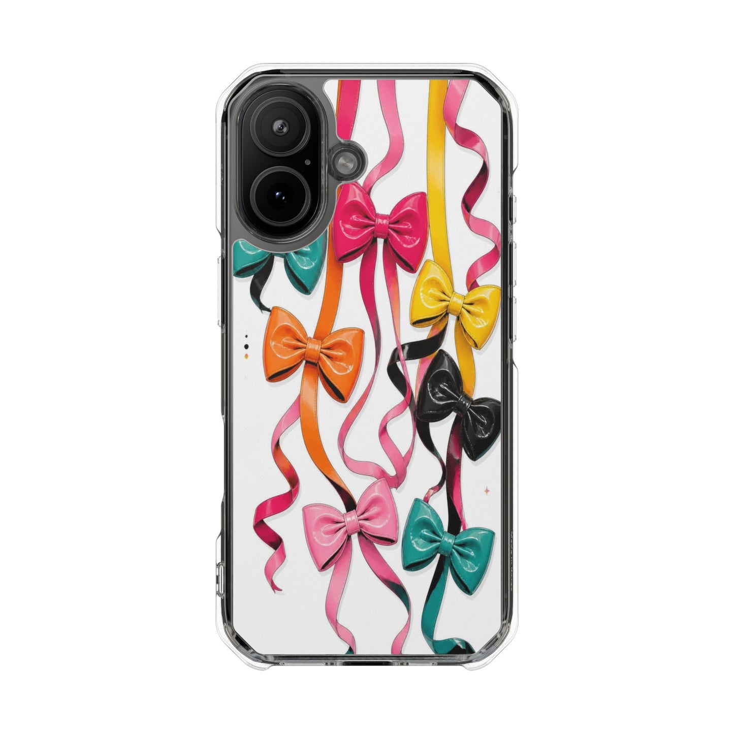 Clear Magnetic Phone Case — Colorful Ribbon Bows Design