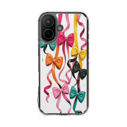 Clear Magnetic Phone Case — Colorful Ribbon Bows Design