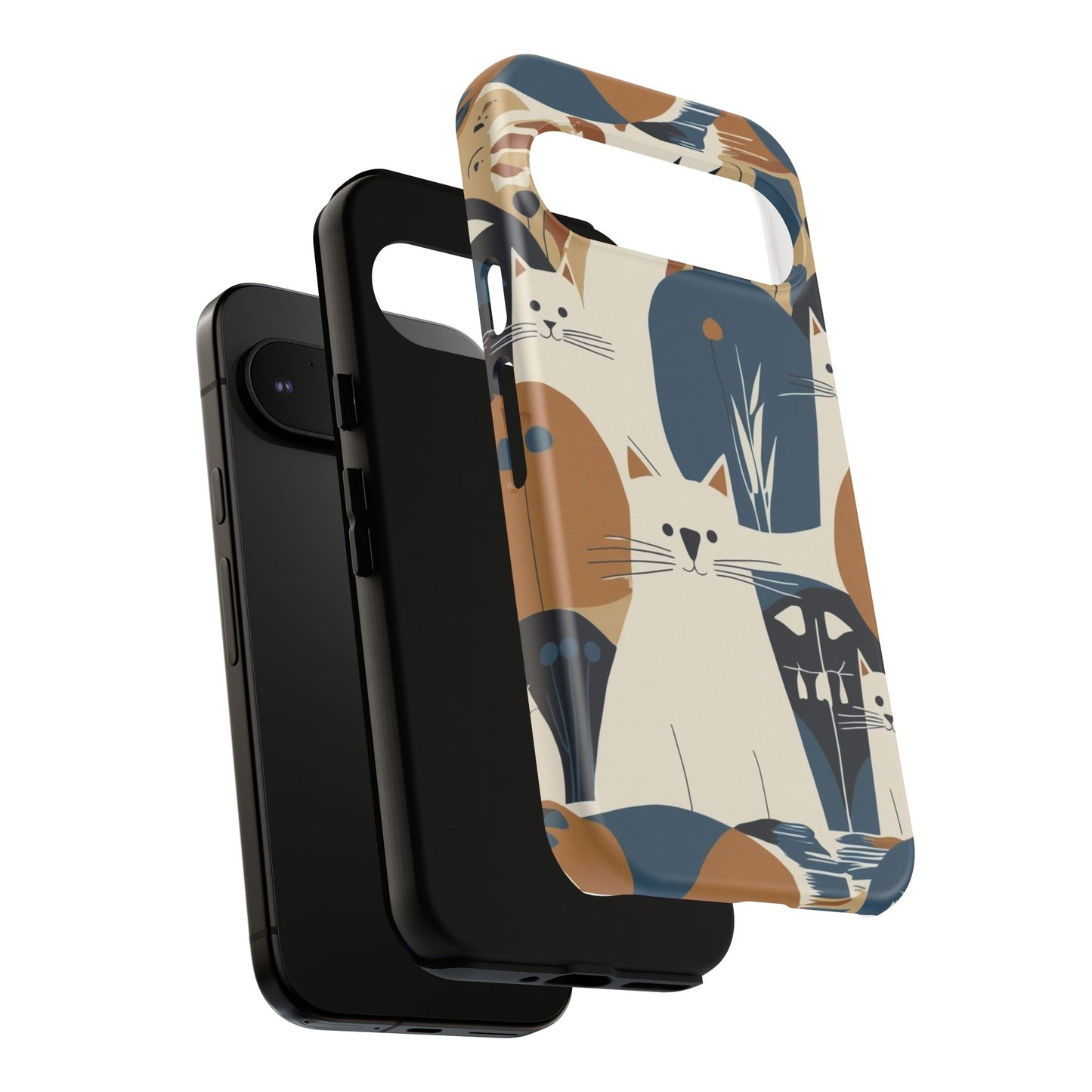 Cat Pattern Phone Case – Retro Abstract Cats Protective iPhone Cover