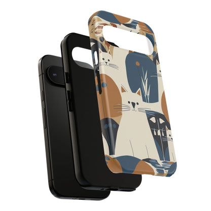 Cat Pattern Phone Case – Retro Abstract Cats Protective iPhone Cover