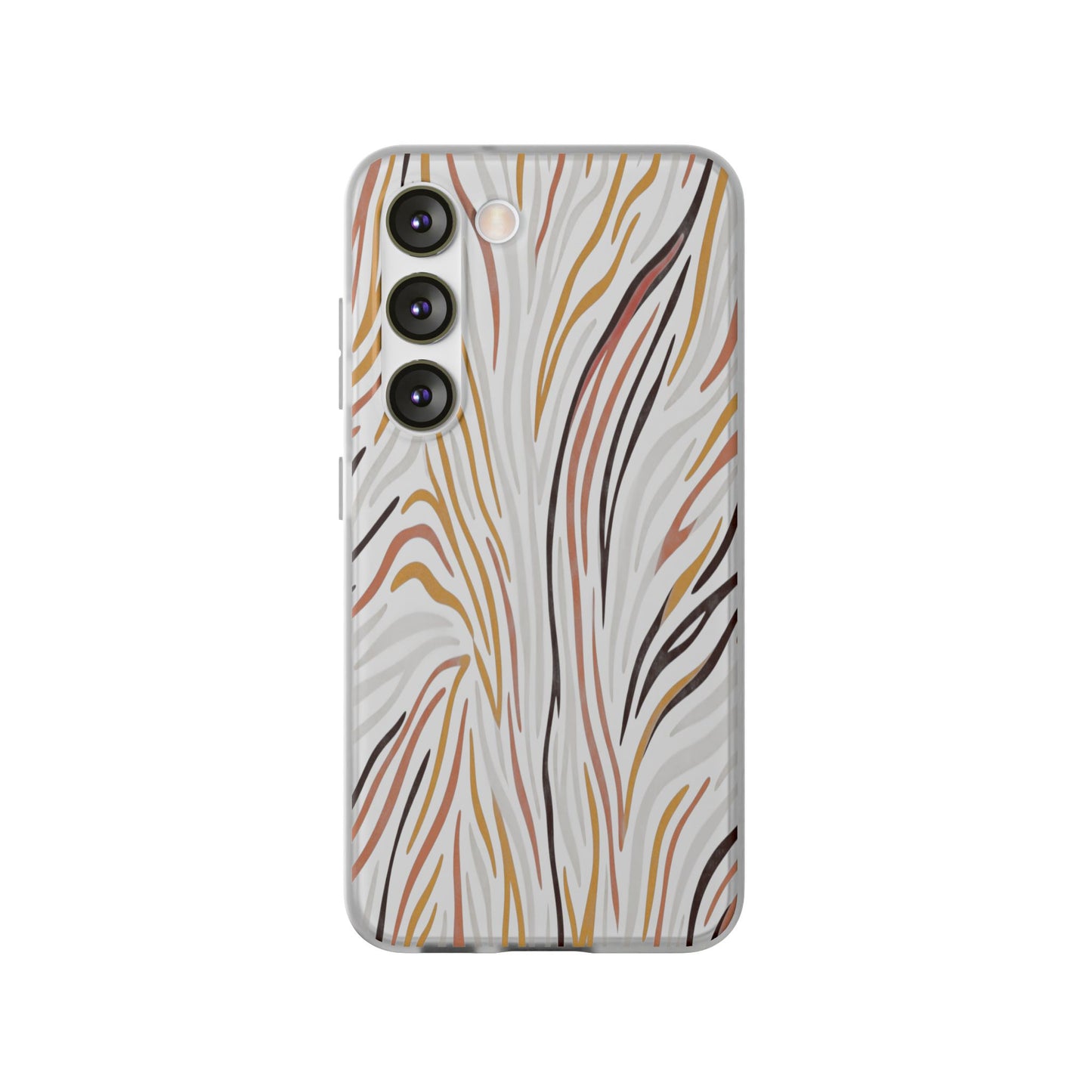 Marbled Neutral Stripe Phone Case — Abstract Beige & Terracotta Flexi Case