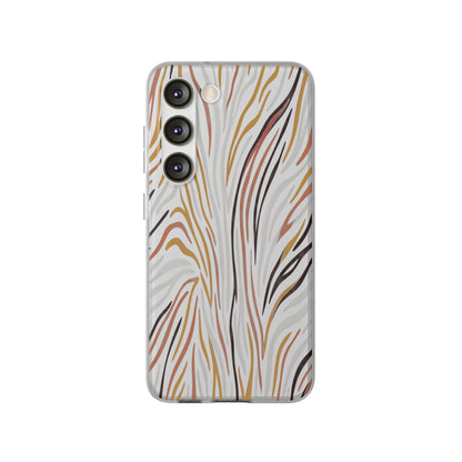 Marbled Neutral Stripe Phone Case — Abstract Beige & Terracotta Flexi Case