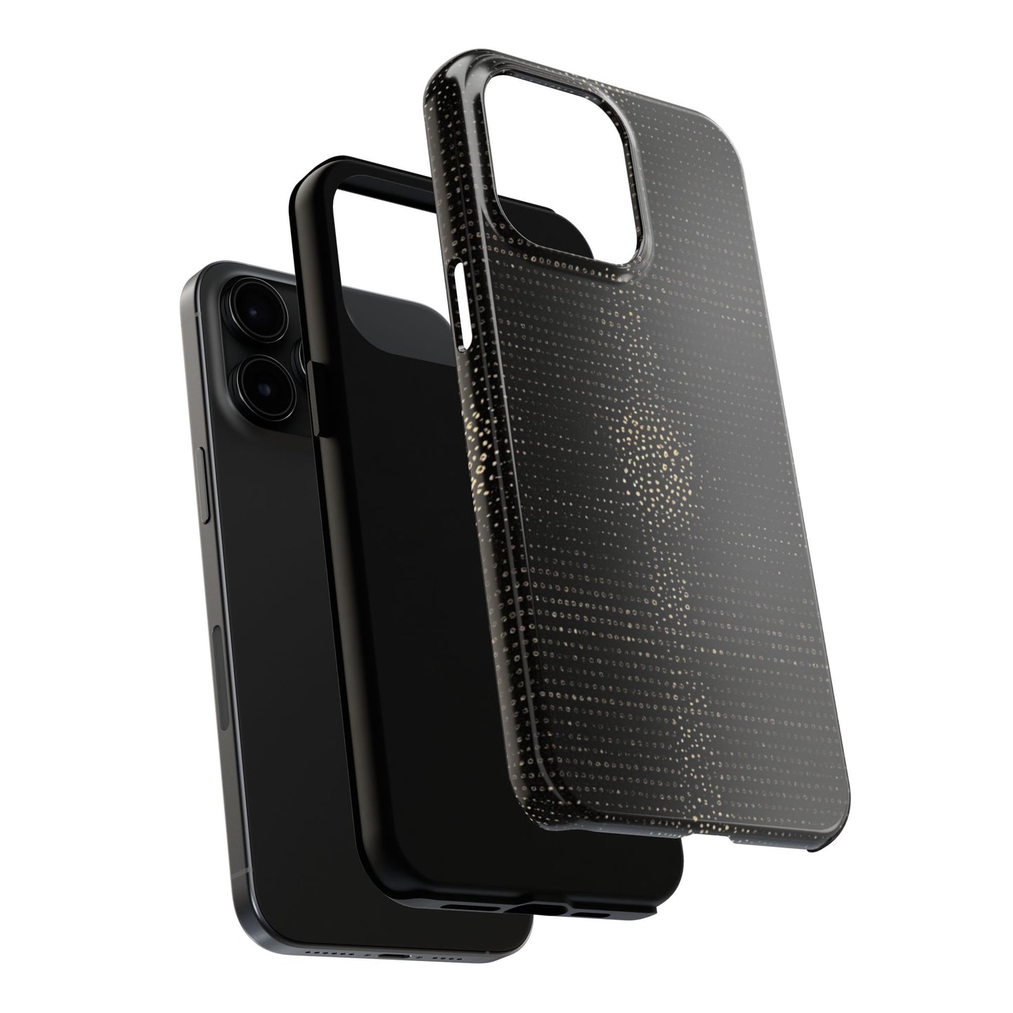 Tough Phone Case — Black Textured Metallic Dot Shield