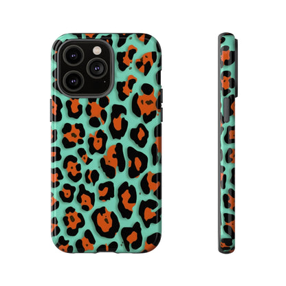 Teal & Rust Leopard Phone Case — Tough Protective Animal Print