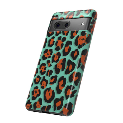 Teal & Rust Leopard Phone Case — Tough Protective Animal Print