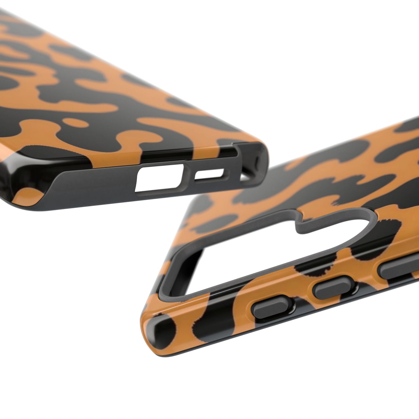 Leopard Print Phone Case — Orange & Black Tough Pattern Protective Cover