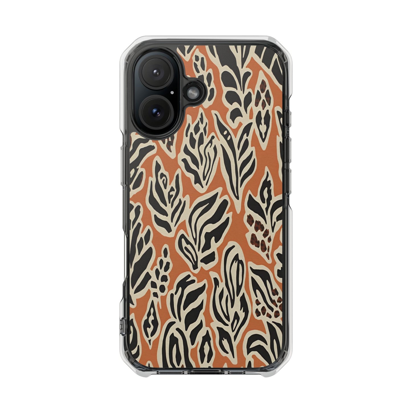 Clear Magnetic Phone Case — Earthy Abstract Leaf Pattern