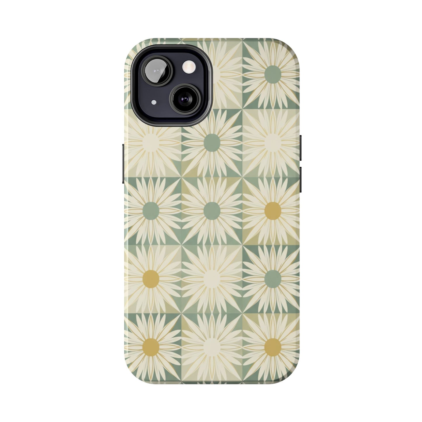 Retro Daisy Tough Phone Case — Vintage Floral Protective Cover for iPhone