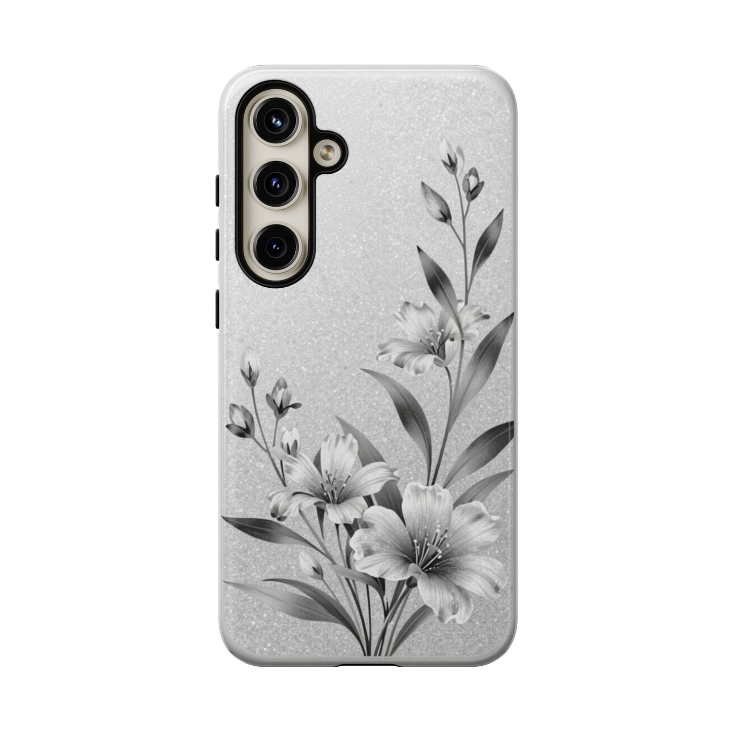 Floral Monochrome Phone Case — Elegant Black & White Lily Design