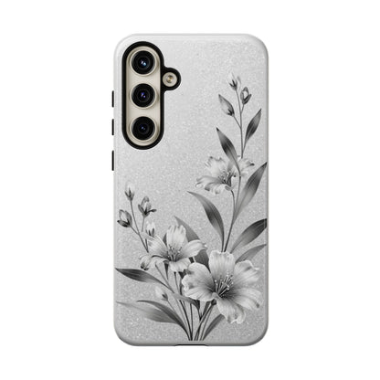 Floral Monochrome Phone Case — Elegant Black & White Lily Design