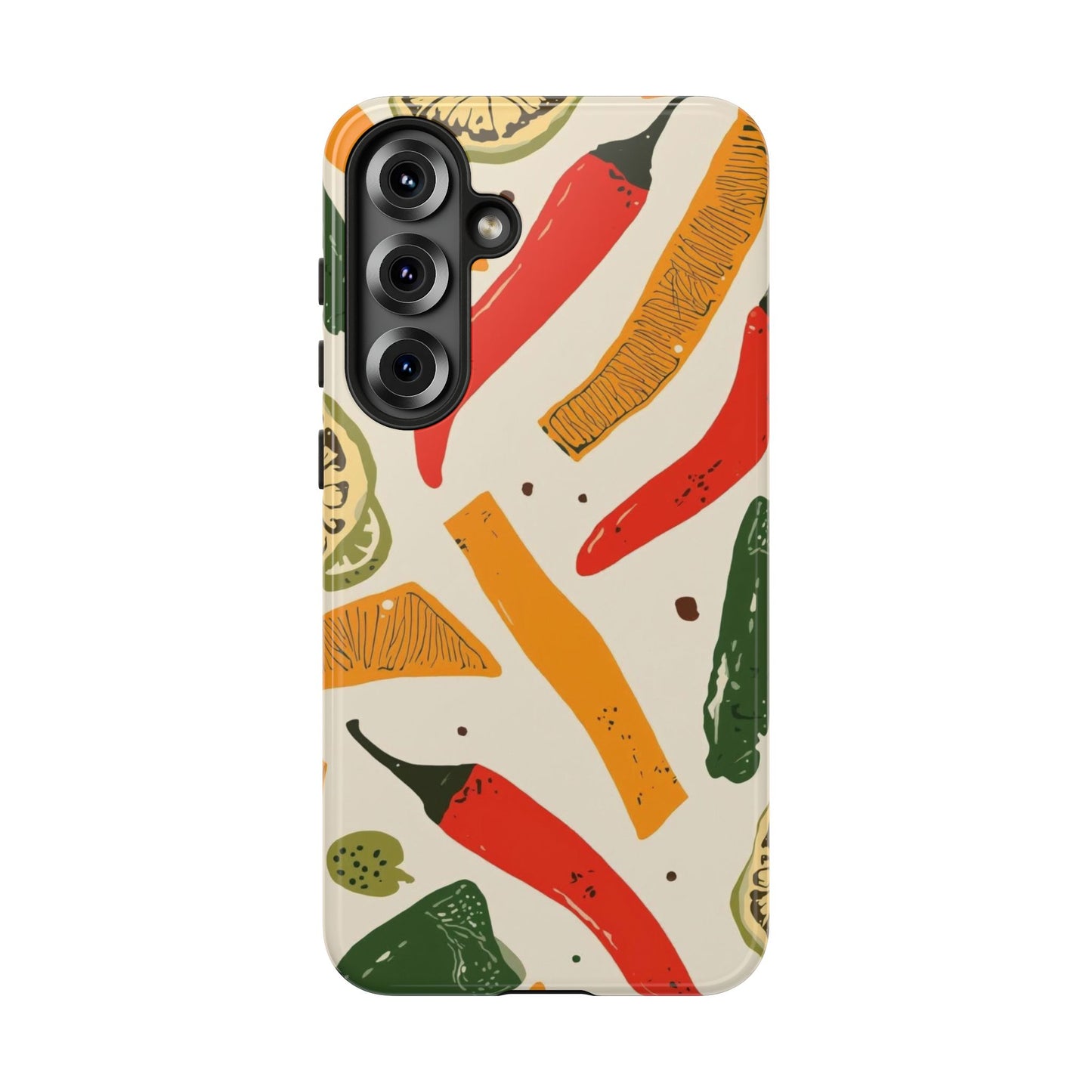 Spicy Peppers Phone Case – Colorful Chili, Lime & Citrus Pattern