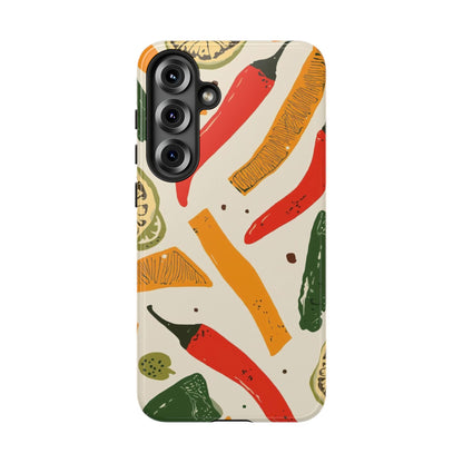 Spicy Peppers Phone Case – Colorful Chili, Lime & Citrus Pattern