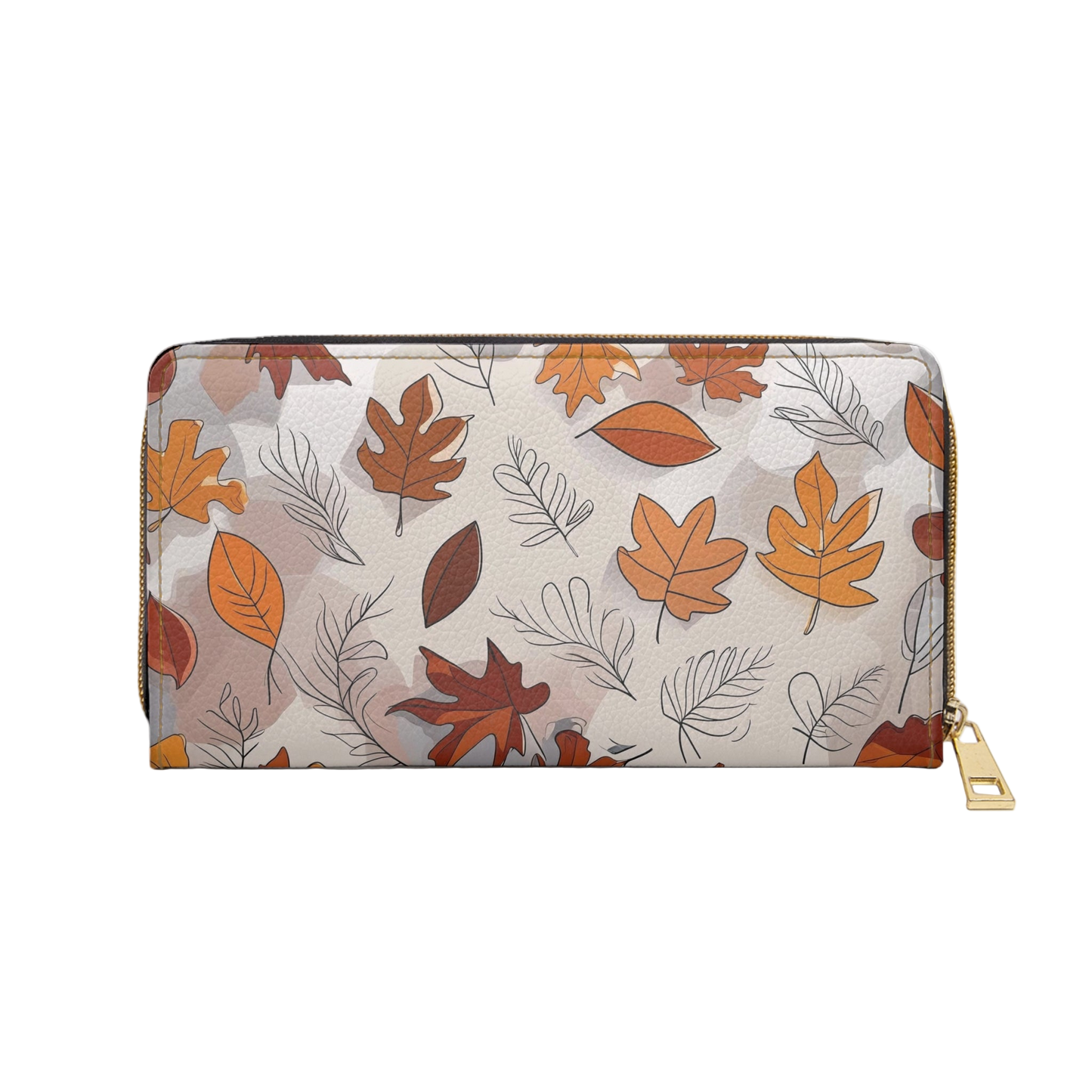 Women's Toffee  Vegan Wallet - Autumn Leaf Zippered Wallet