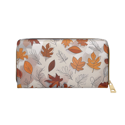 Women's Toffee  Vegan Wallet - Autumn Leaf Zippered Wallet