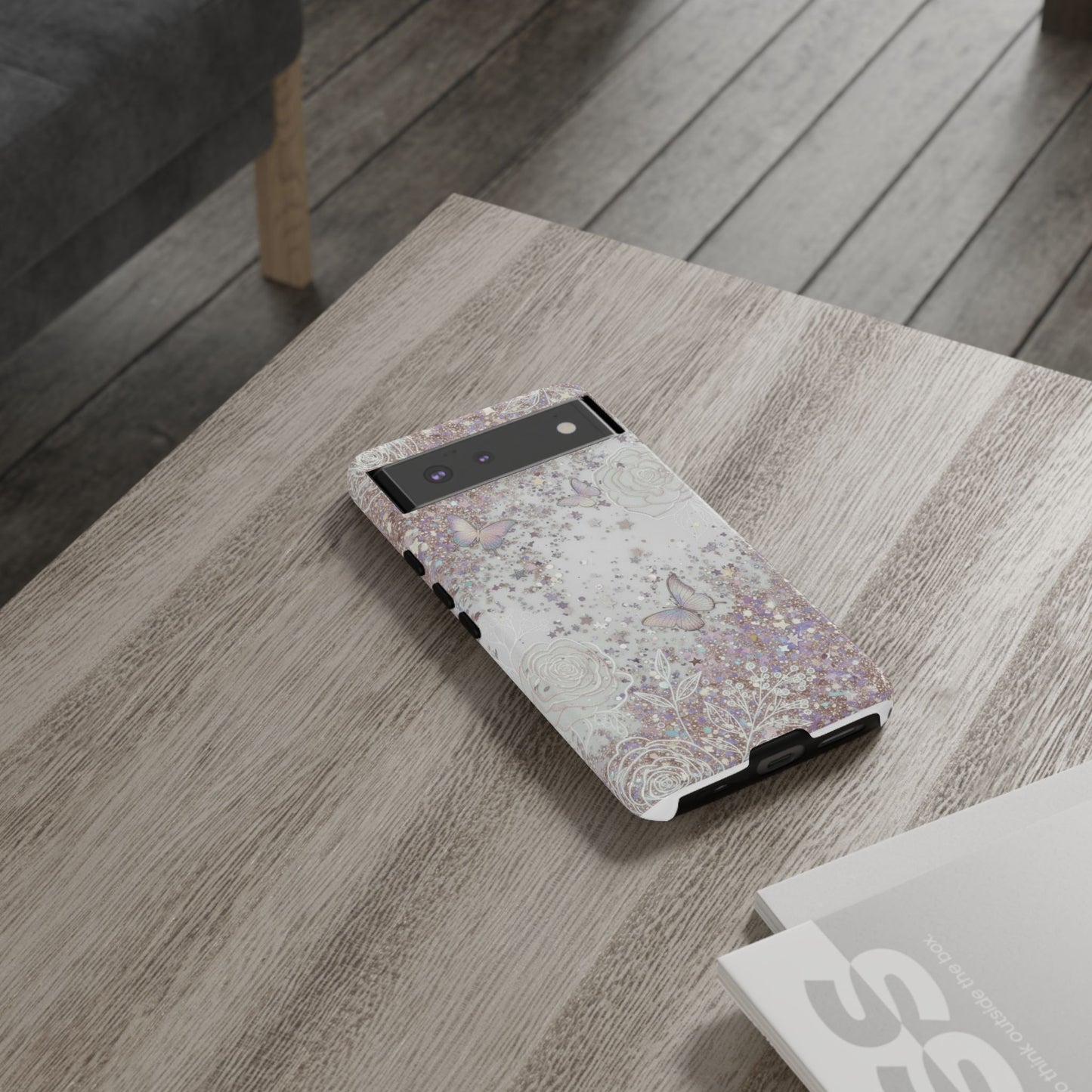 Butterfly Glitter Tough Phone Case — Floral Sparkle Protective Case
