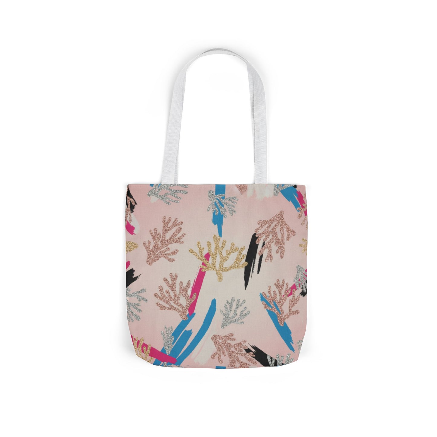 Abstract Coral Pattern Canvas Tote — Beachy Pink Reusable Bag