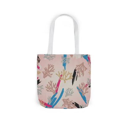 Abstract Coral Pattern Canvas Tote — Beachy Pink Reusable Bag