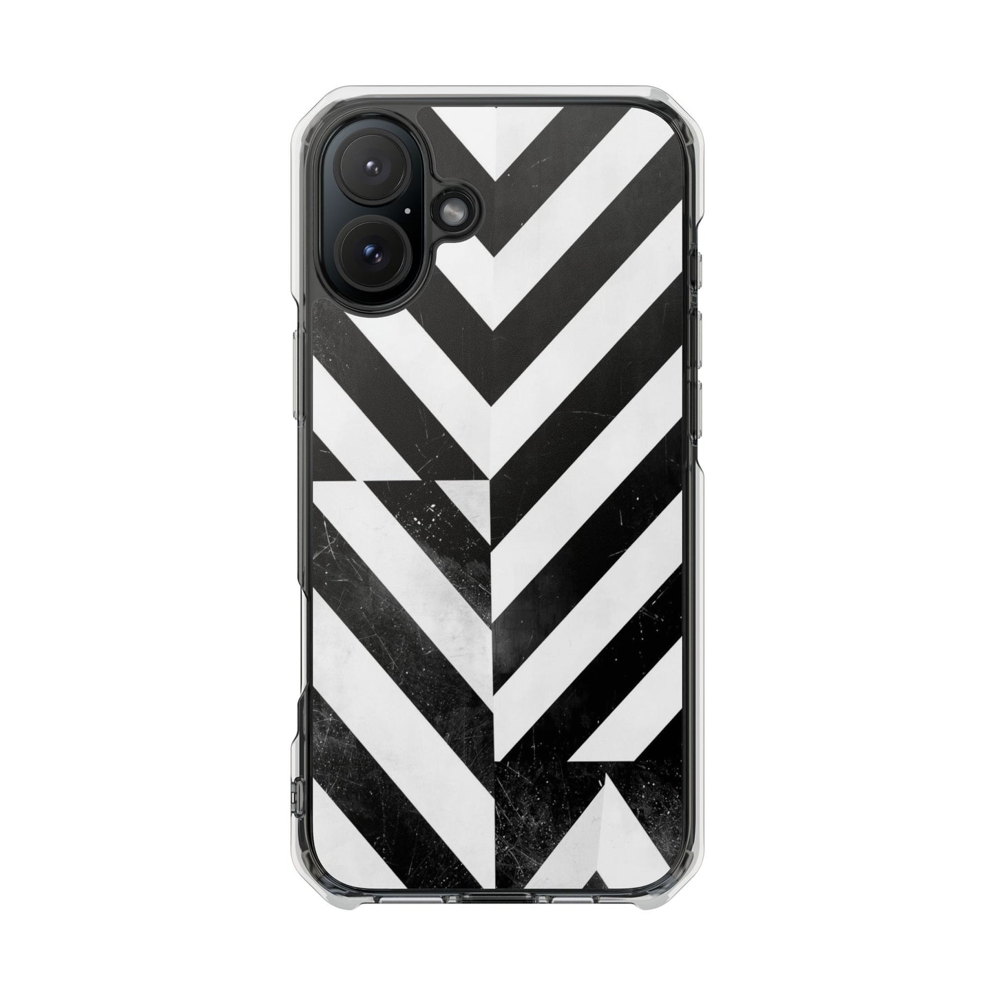 Clear Magnetic Phone Case — Bold Black & White Chevron Impact Design