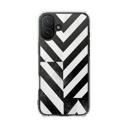 Clear Magnetic Phone Case — Bold Black & White Chevron Impact Design