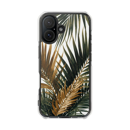 Clear Magnetic Phone Case with Tropical Palm Leaves Design