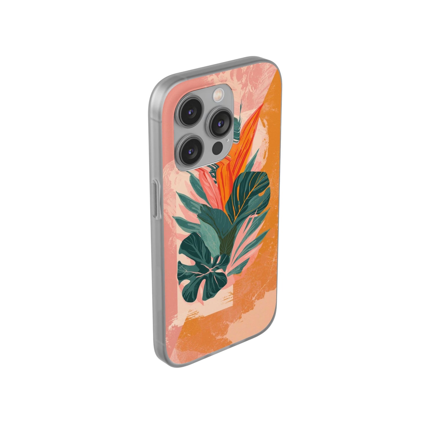 Tropical Botanical Phone Case — Pink & Orange Floral Flexi Case