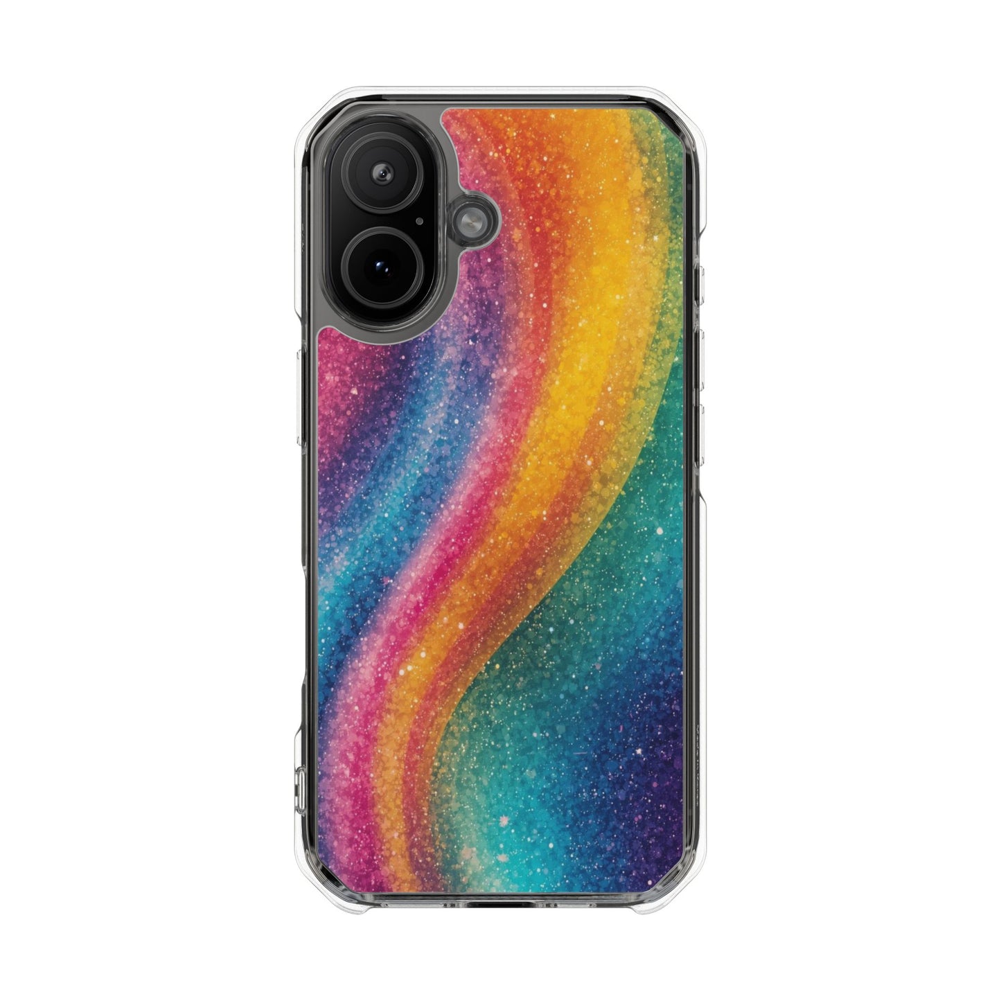 Clear Magnetic Phone Case — Rainbow Glitter Wave Impact-Proof Cover