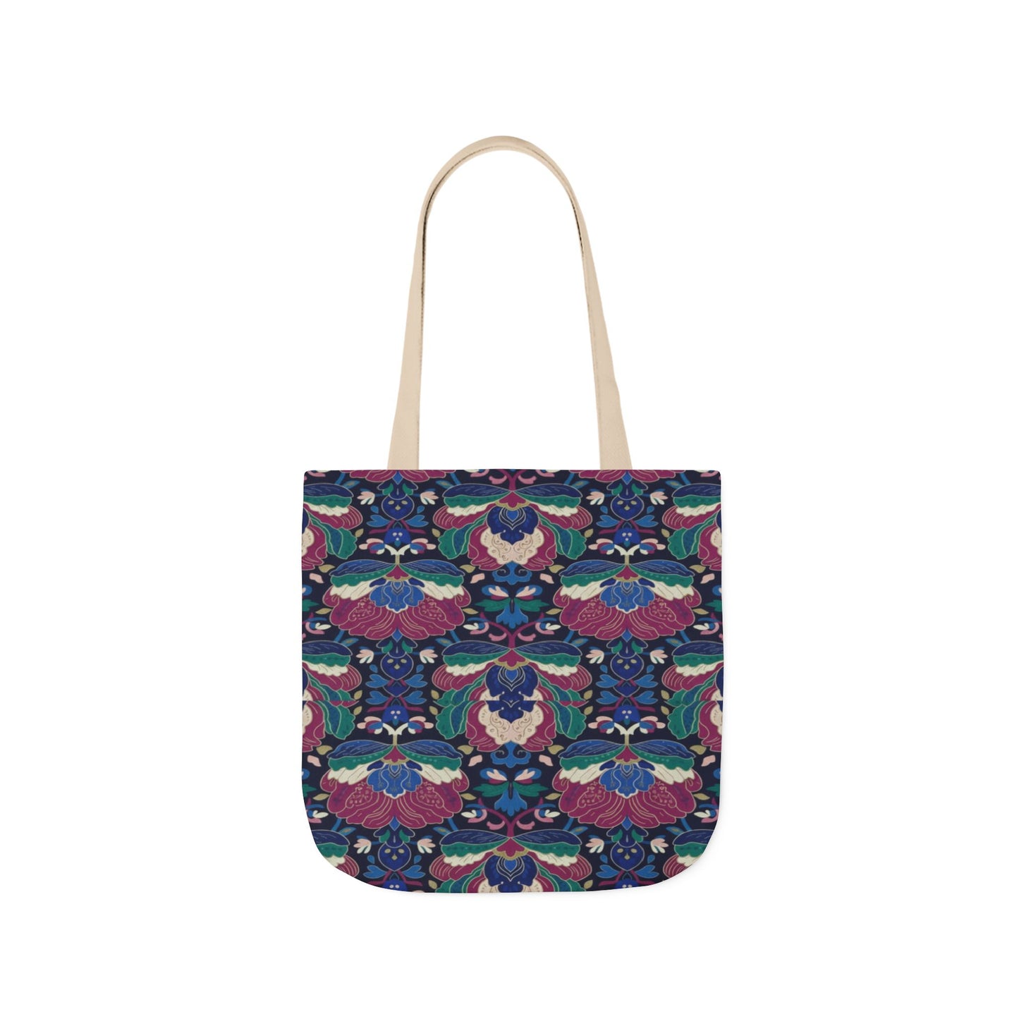 Floral Kaleidoscope Canvas Tote Bag — Colorful Patterned Market Tote