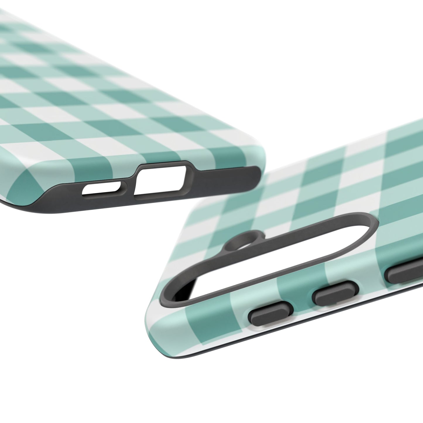 Mint Green Buffalo Check Tough Phone Case — Durable Plaid Protective Cover