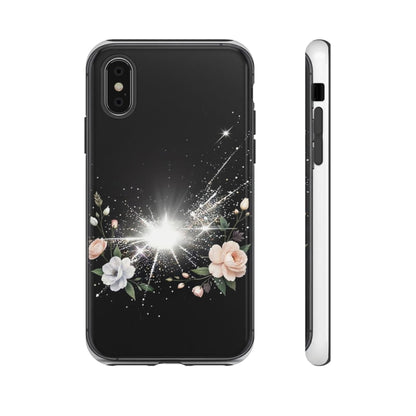 Floral Burst Phone Case — Protective Black Sparkle Design