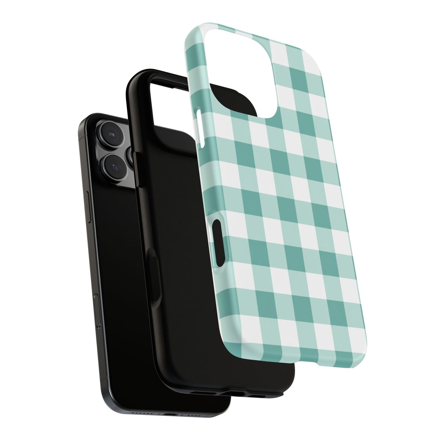 Mint Green Buffalo Check Tough Phone Case — Durable Plaid Protective Cover