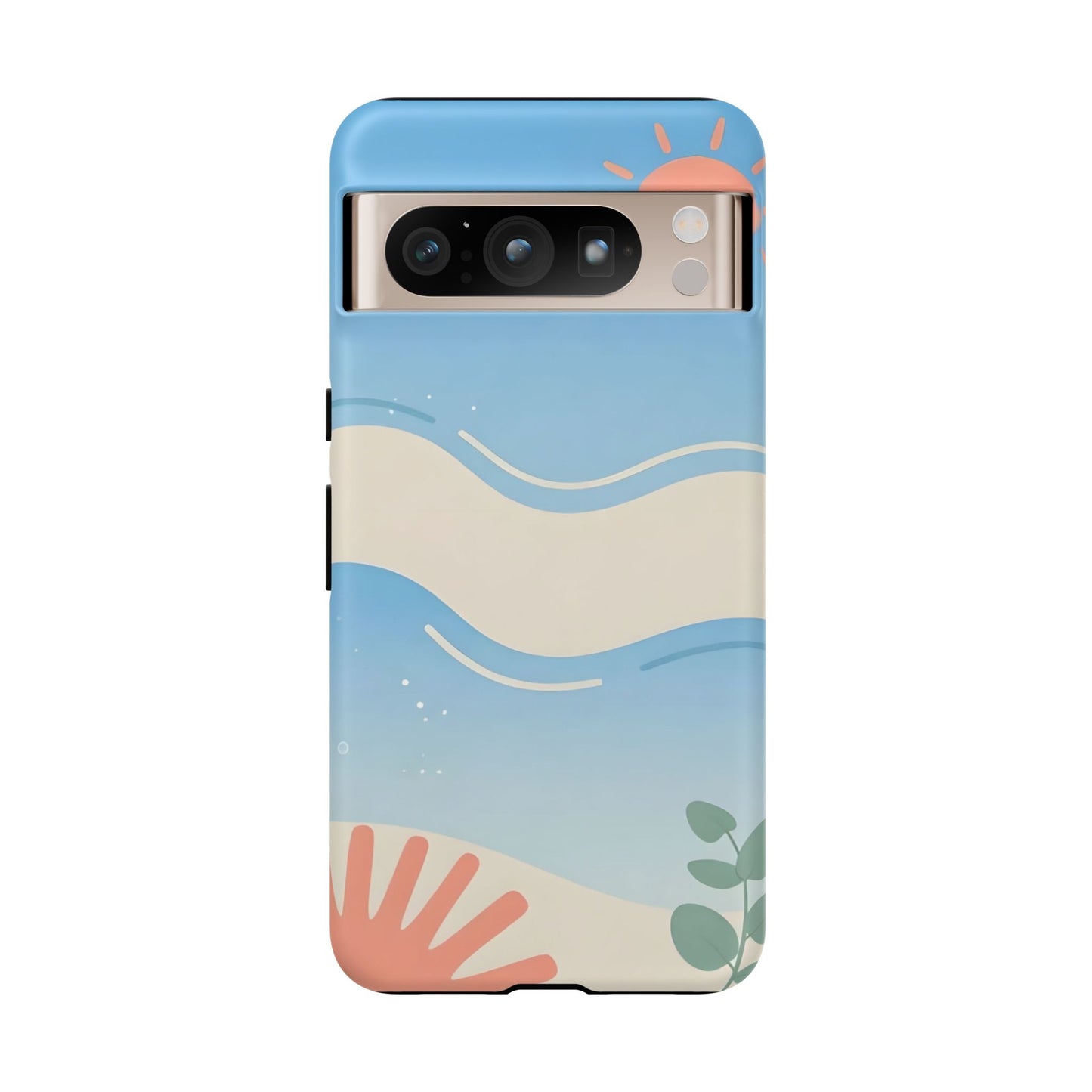 Beach Waves Tough Phone Case — Summer Sun & Seashell Protective Cover
