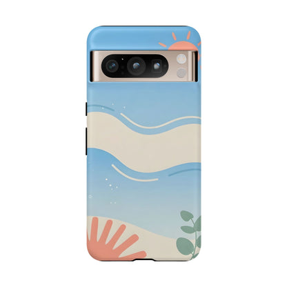 Beach Waves Tough Phone Case — Summer Sun & Seashell Protective Cover