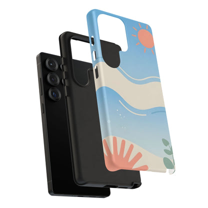 Beach Waves Tough Phone Case — Summer Sun & Seashell Protective Cover