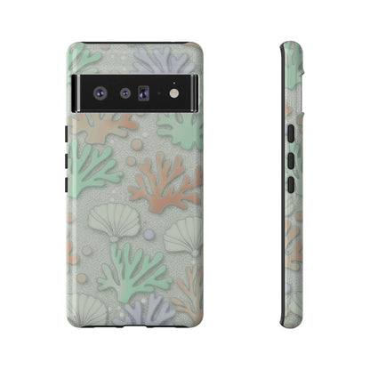 Pastel Coral Reef Tough Phone Case – Sea Shell & Coral Pattern Durable Protector