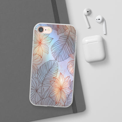 Floral Holographic Phone Case — Iridescent Leaves & Flowers Flexi Case