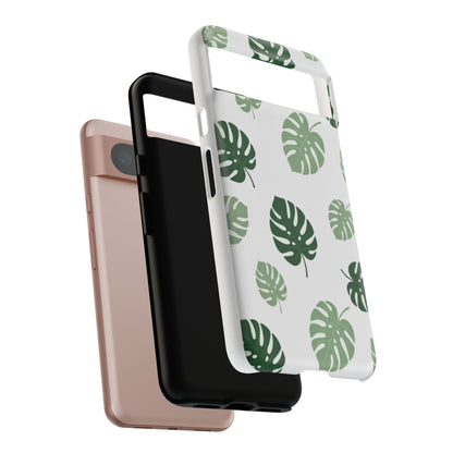 Monstera Leaf Tough Phone Case – Tropical Green Palm Pattern Protective Cover